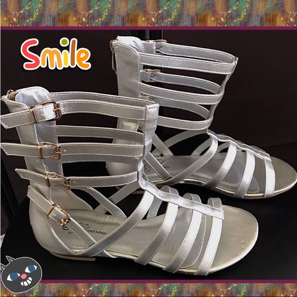 NEW 7.5 SILVER AMAZING & BOLD GLADIATOR BOOTIES/SANDALS SHOES SIZZLE - Picture 4 of 14